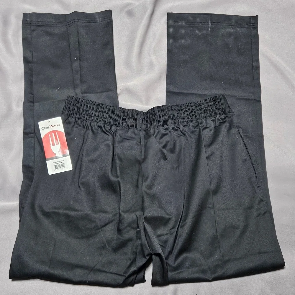 Chef Works Black Essential Baggy Chef Pants PW005-BLK-L Mens Large NWT